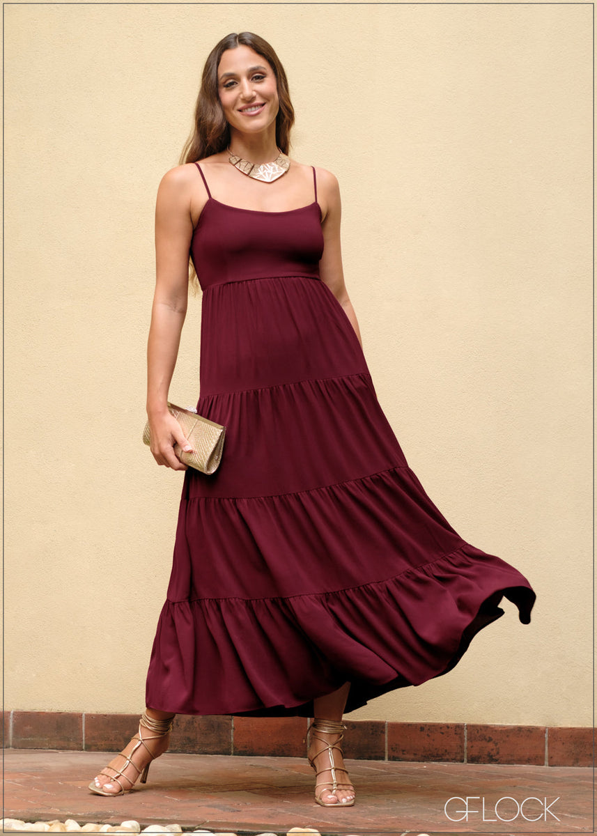 princess polly baby blue dress Mhairi Maxi Dress in Burgundy Plaid – Lace & Beads main image 1