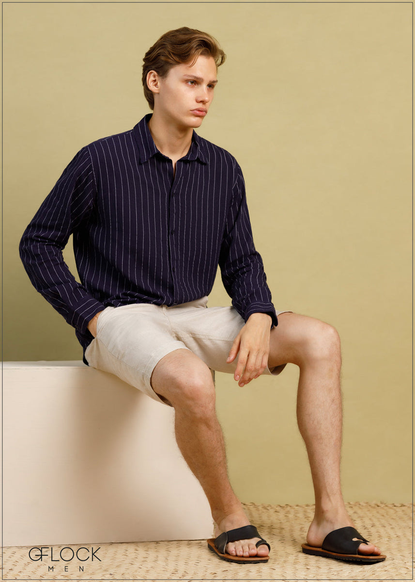 Relax Fit Stripe Linen Shirt - 030724 - 01 – GFlock Global