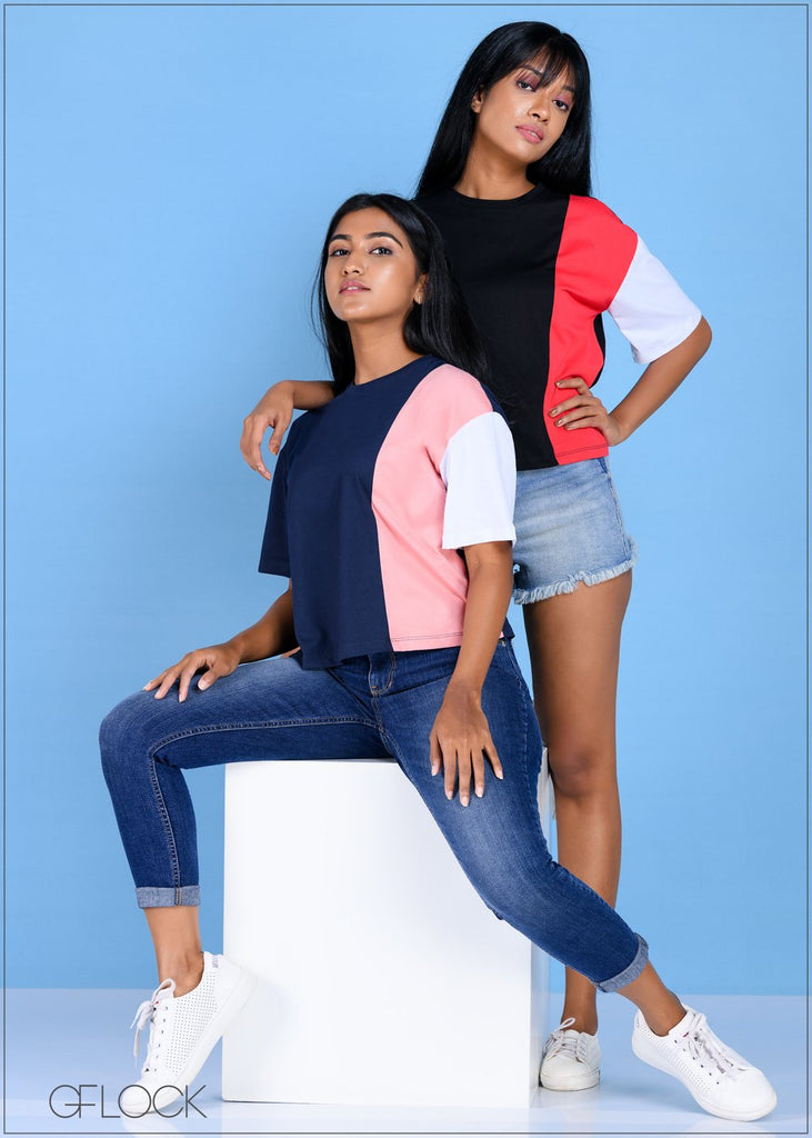 Colour Block Oversized Tee - Knit 1011