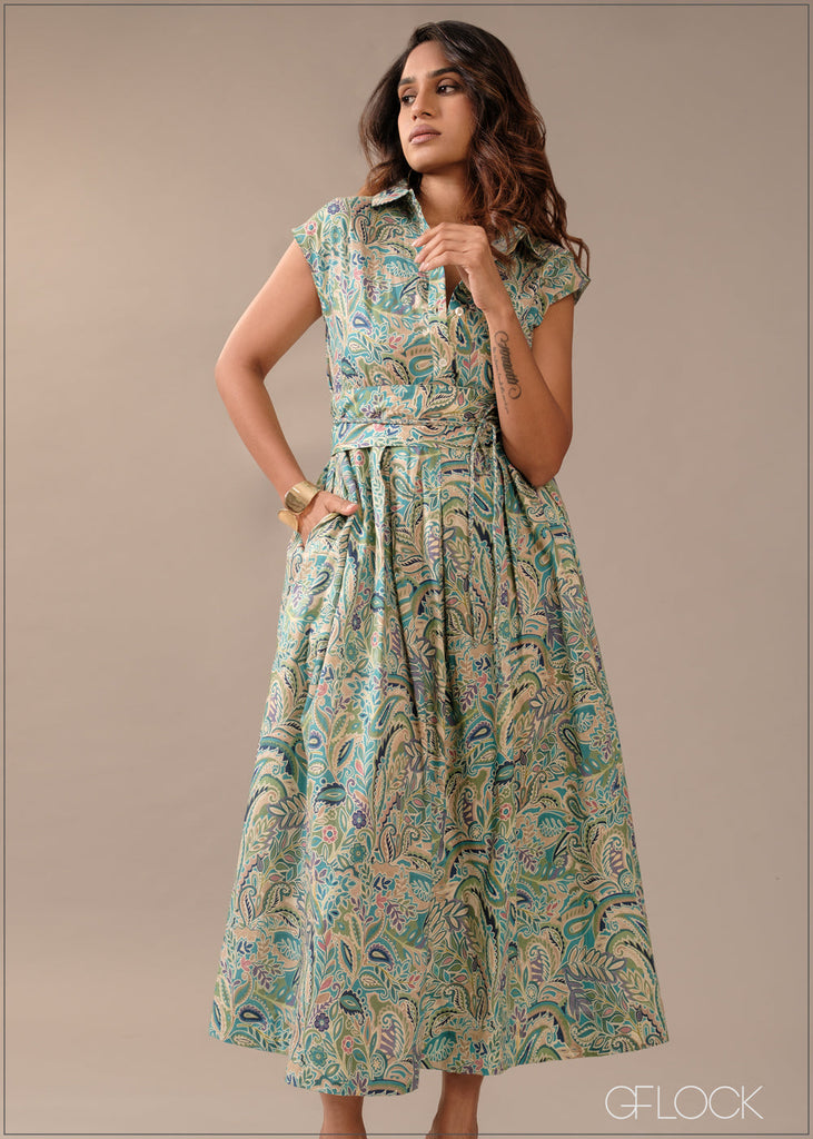 Printed Shirt Dress - 290726