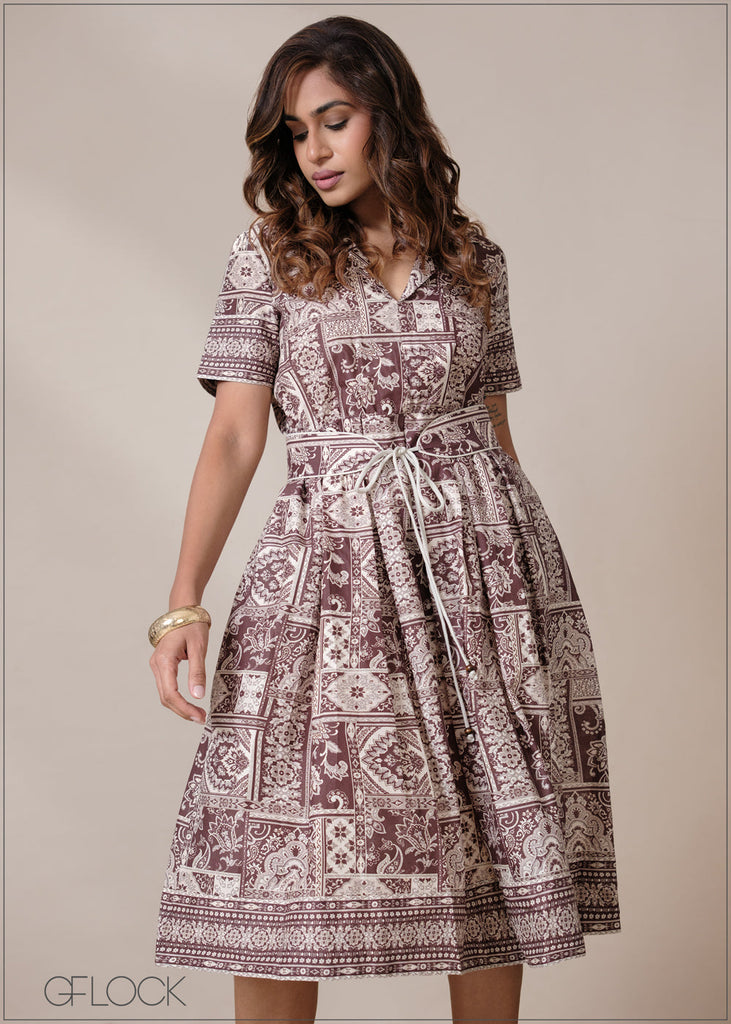 Waist Tie Shirt Dress - 220826