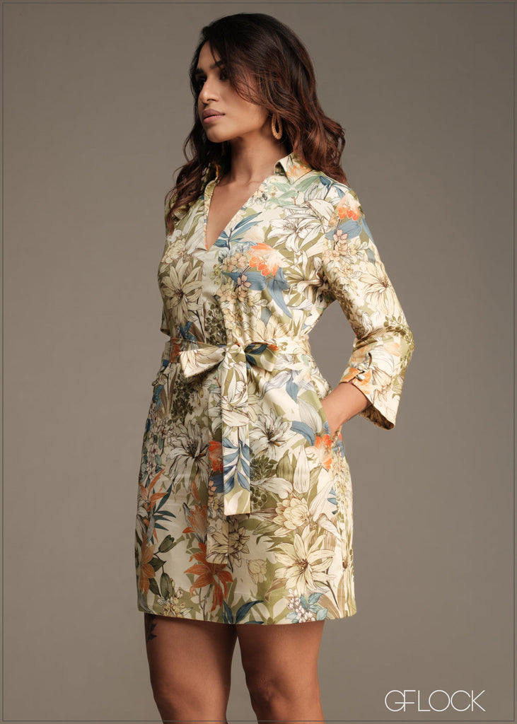 V-Neck Printed Dress - 180526 – GFlock Global