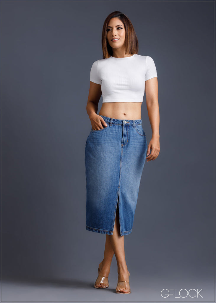 Light Wash Denim Skirt - 270124