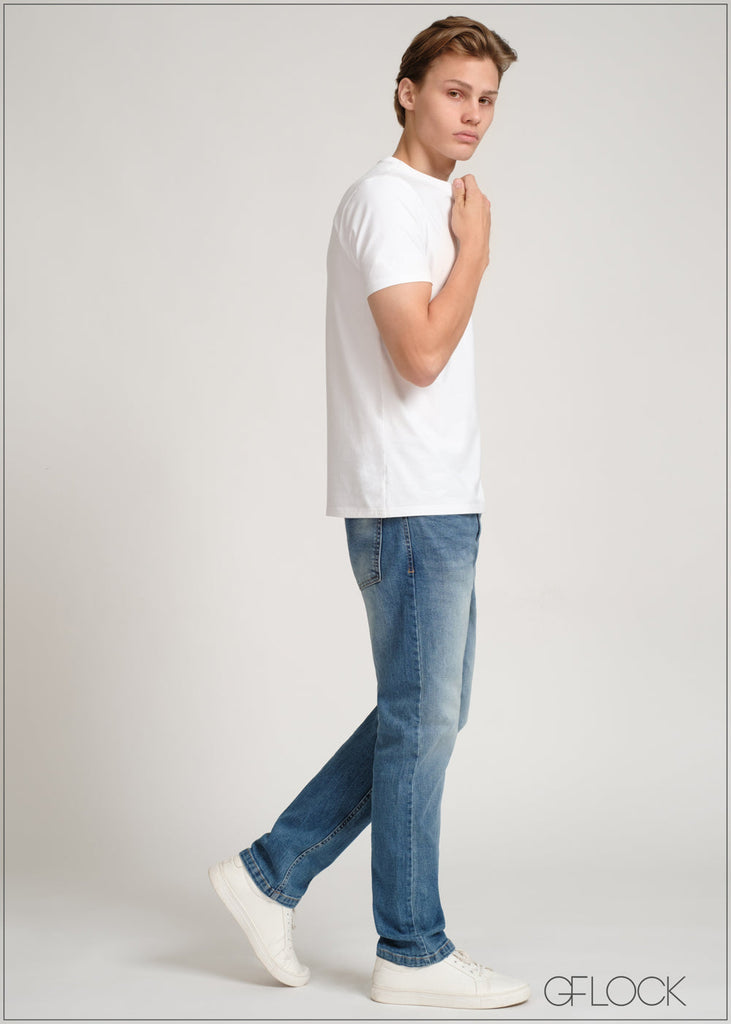 Light Wash Straight Leg Jean - Short Length - 170624D