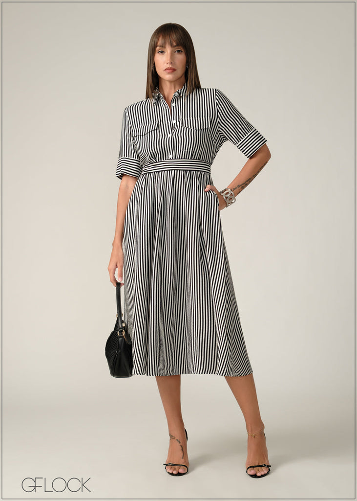 Stripe Shirt Dress - 090326
