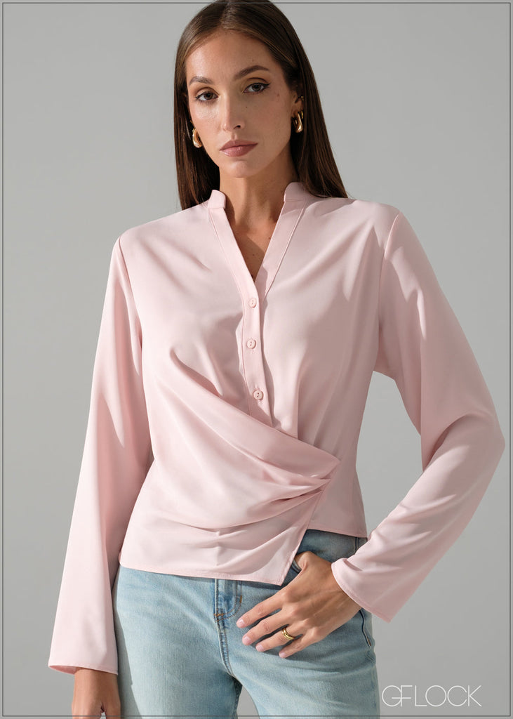 Long Sleeve Wrap Detailed Top - 240826