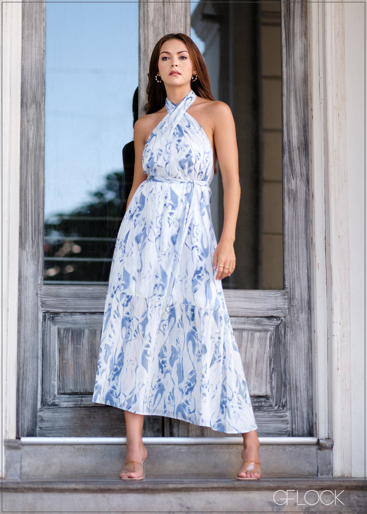 Halter Neck Printed Maxi Dress - 010124 GFlock Global Halter Neck Printed Maxi Dress - 010124 GFlock Global