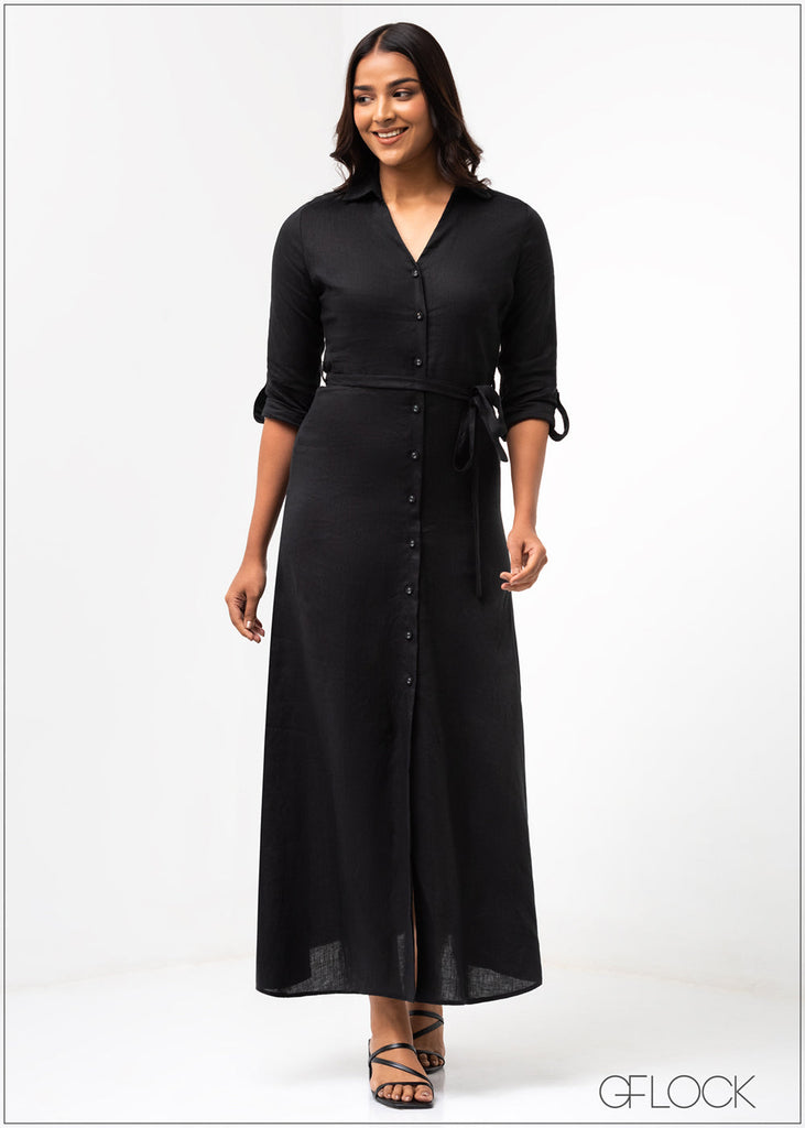 Linen Shirt Dress - 1208