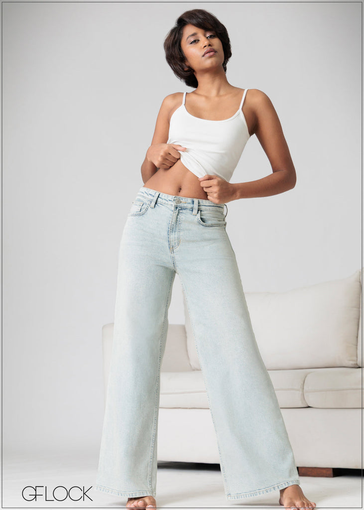 Wide Leg Moon Wash Jean - Long Length - 230926D