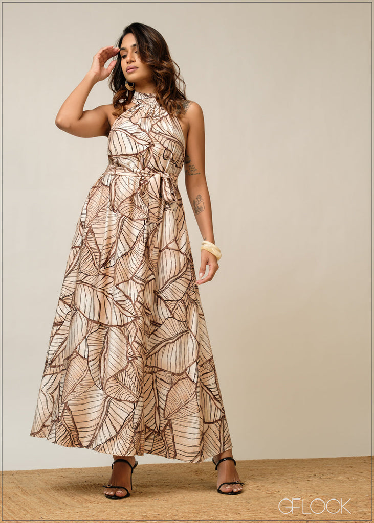 Gathered Neck Maxi Dress - 300326