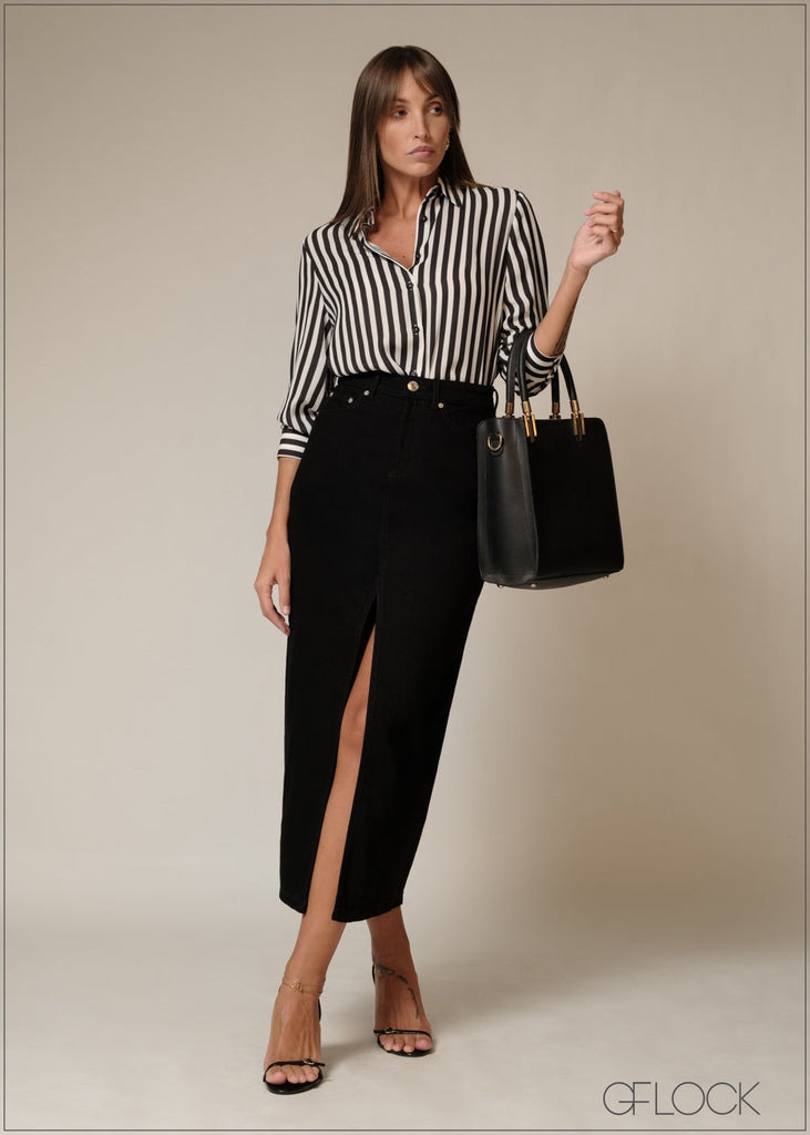 Black Denim Skirt - 230226D