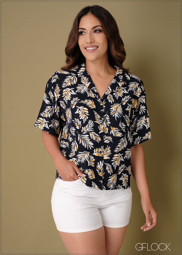 Cuban Collar Printed Shirt - 110923