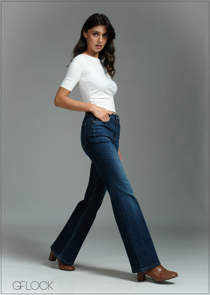 Mid Wash Bootcut Jean - Short Length - 250726