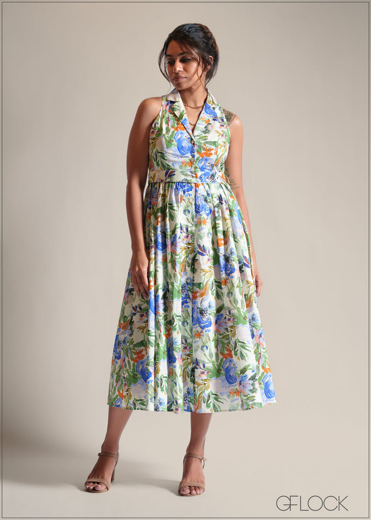 Collared Neck Button Down Dress - 250825
