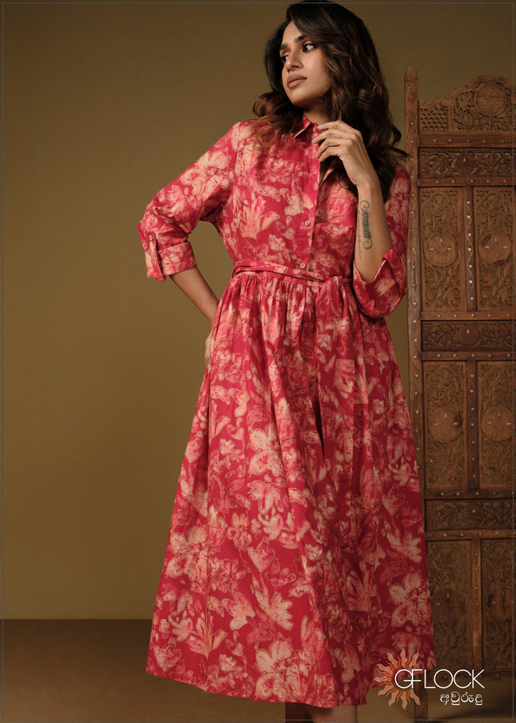 Printed Shirt Dress - 110426