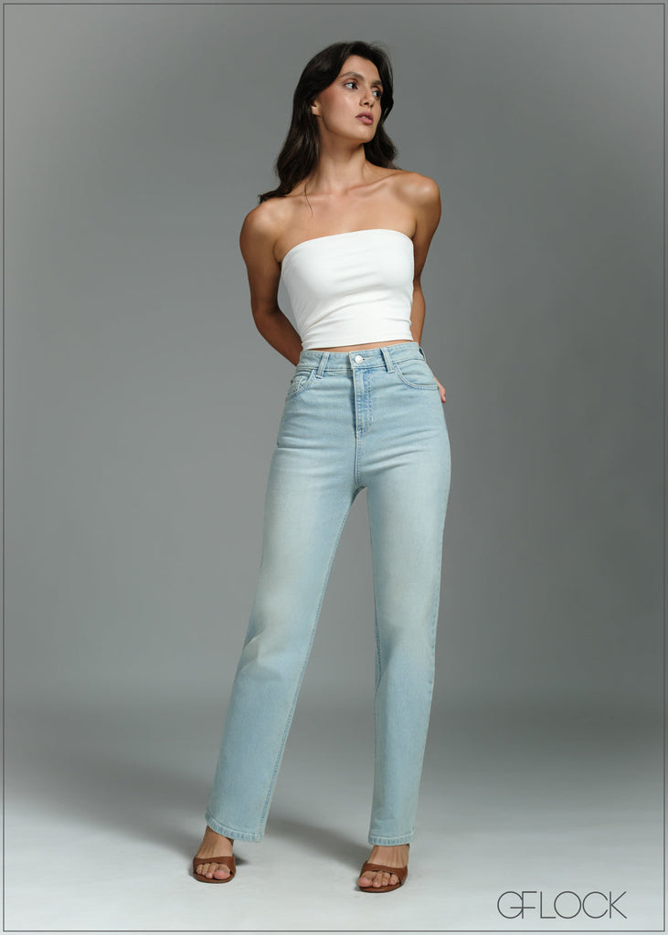 Light Wash Straight Leg Jean - Short Length - 250626