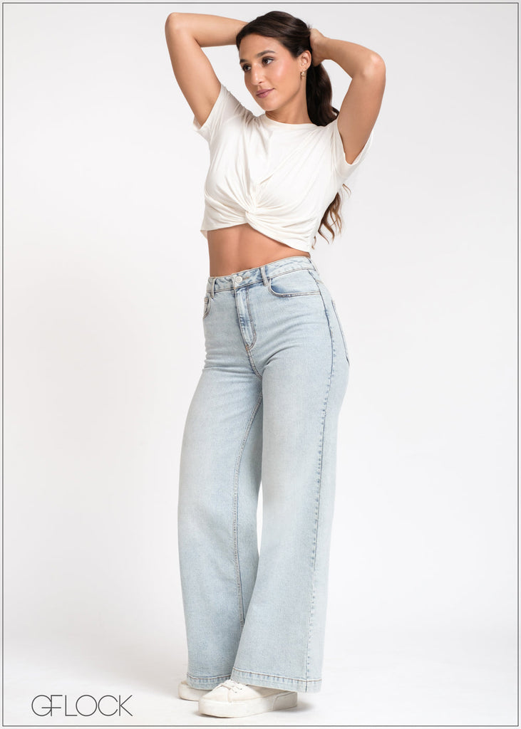 Wide Leg Moon Wash Jean - Long Length - 121024