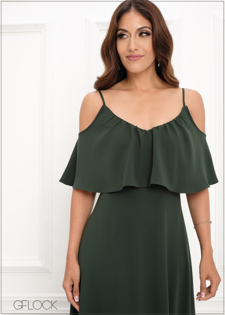Off The Shoulder Frill Detailed Maxi Dress - 290923 – GFlock