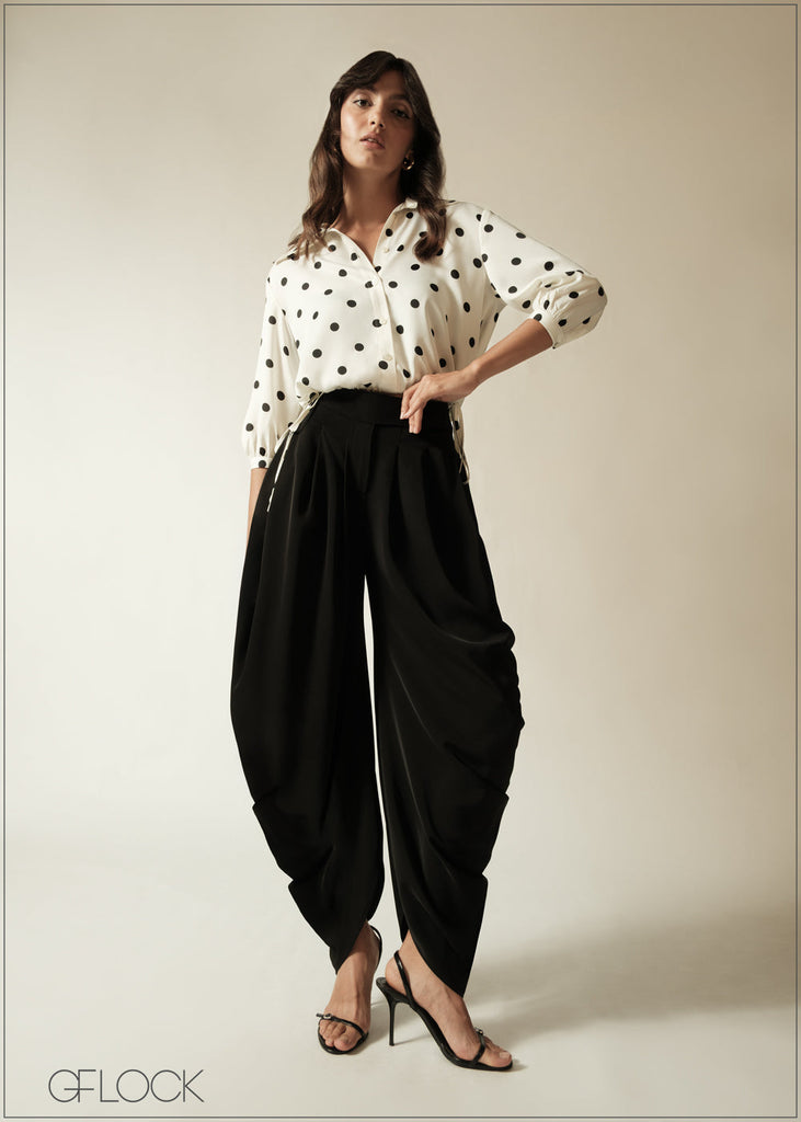 Pleated Drape Detail Pant - 190626