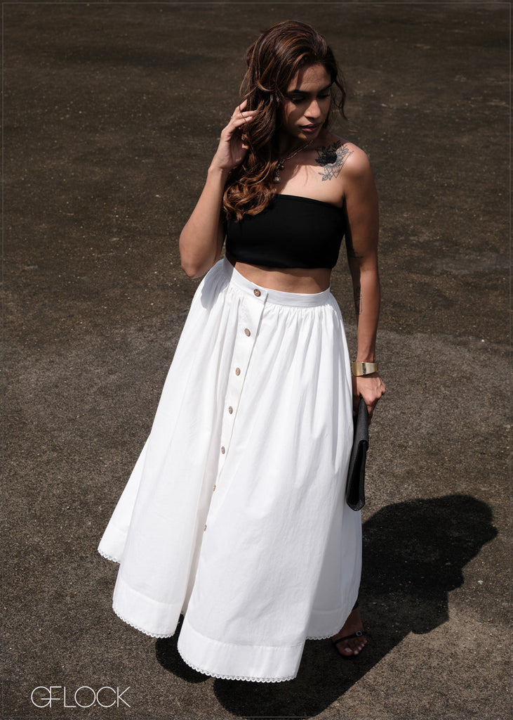 Button Detail Skirt - 220826