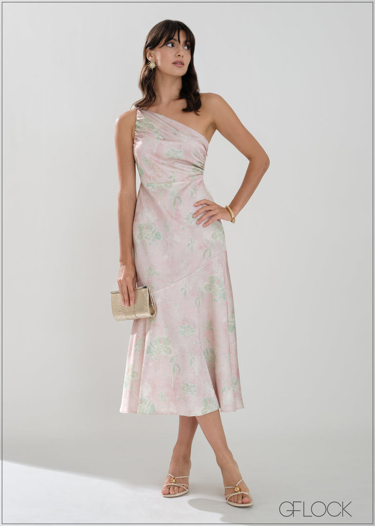 One Shoulder Floral Dress - 050626