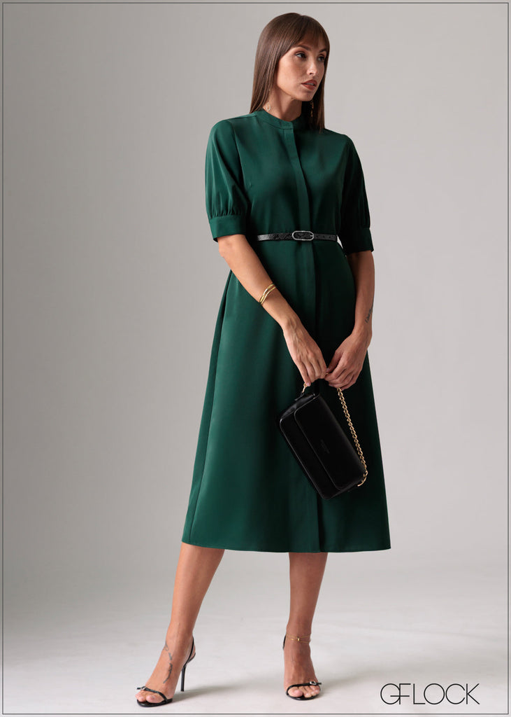 Chinese Collared Midi Dress - 120126