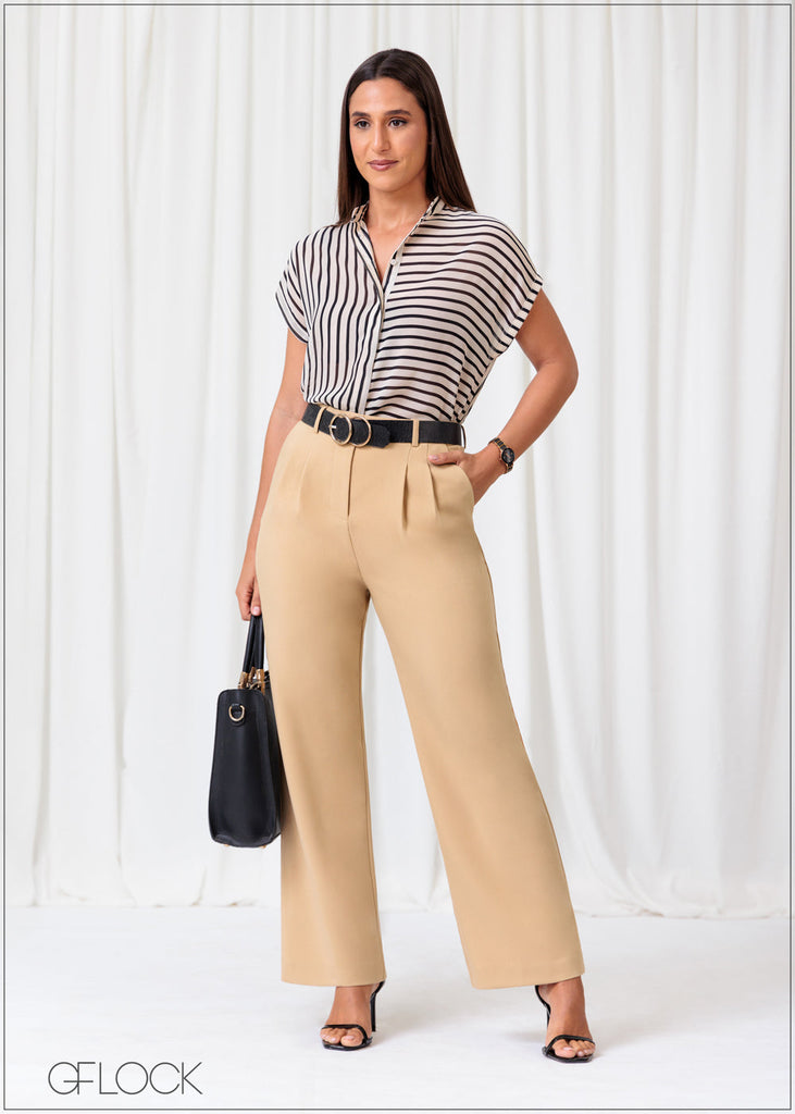 High Waist Pant With Pleats - Short Length - 301224