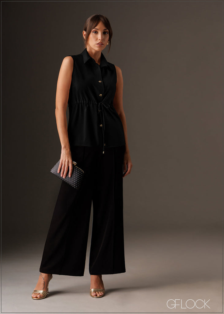 Pintuck detail straight leg pant