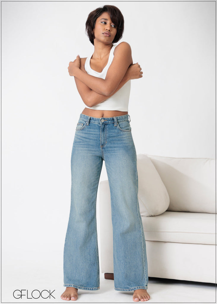 Mid Wash Bootcut Jean - Long Length - 230926D