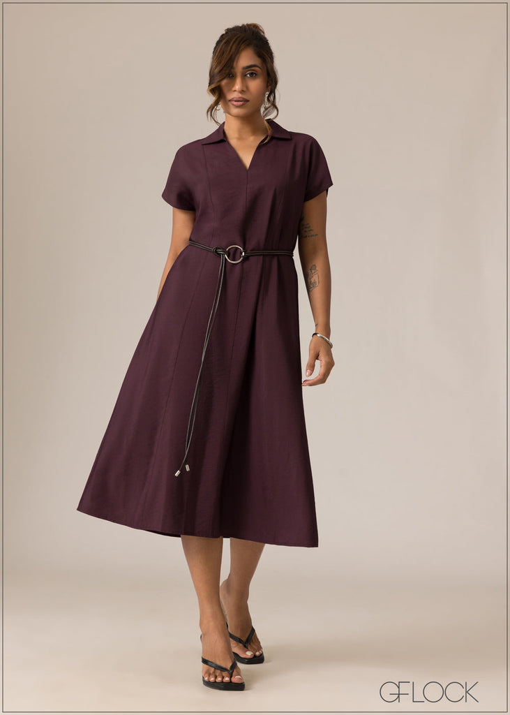 Maxi Dress With Leather Belt - 110926