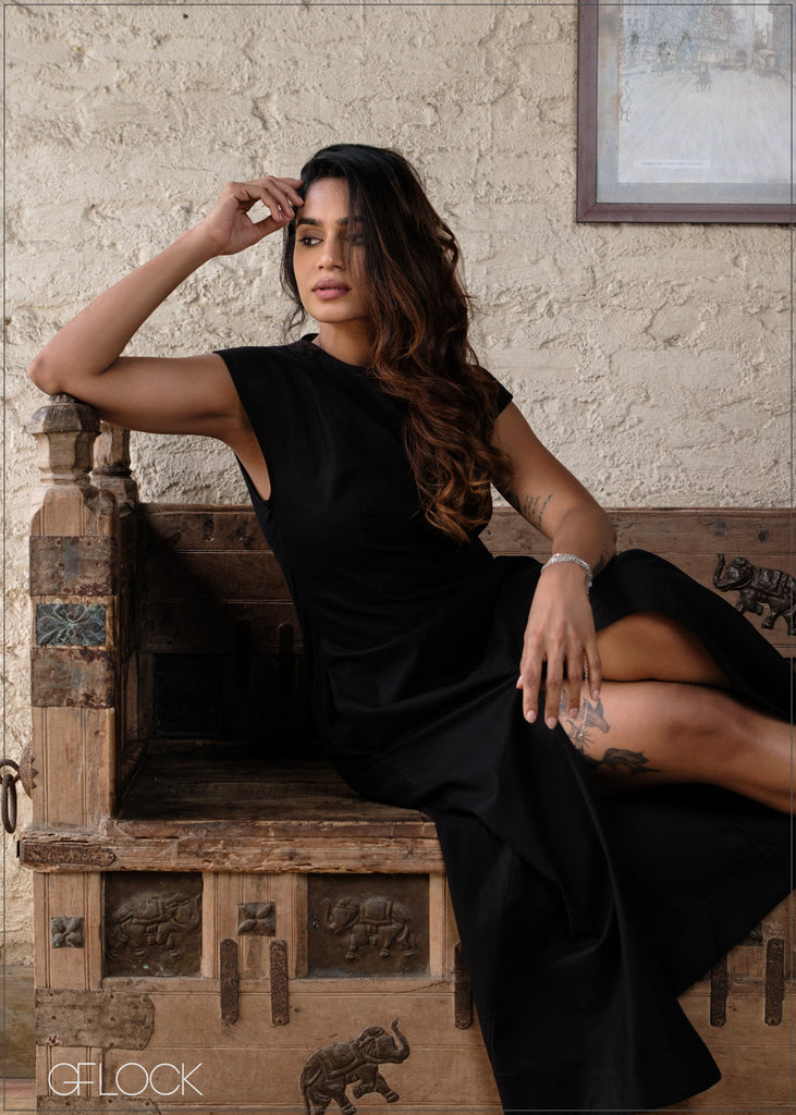 Side-Slit Midi Dress - 100826
