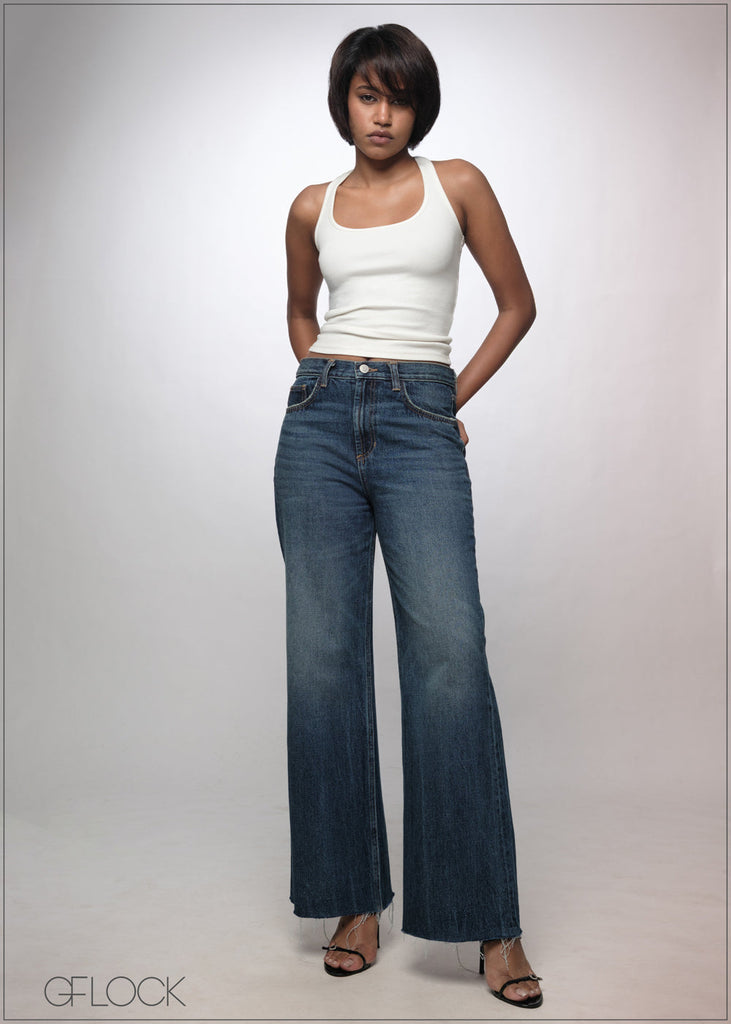 Wide Leg High Waist Jean - Short Length - 241026