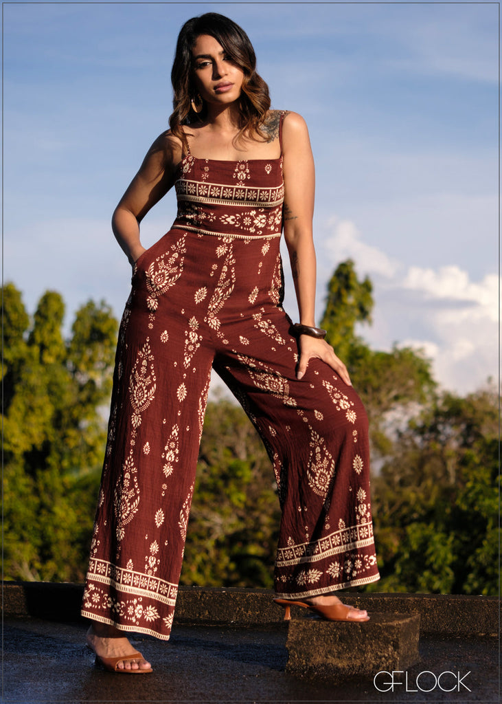 Border Printed Jumpsuit - 171025