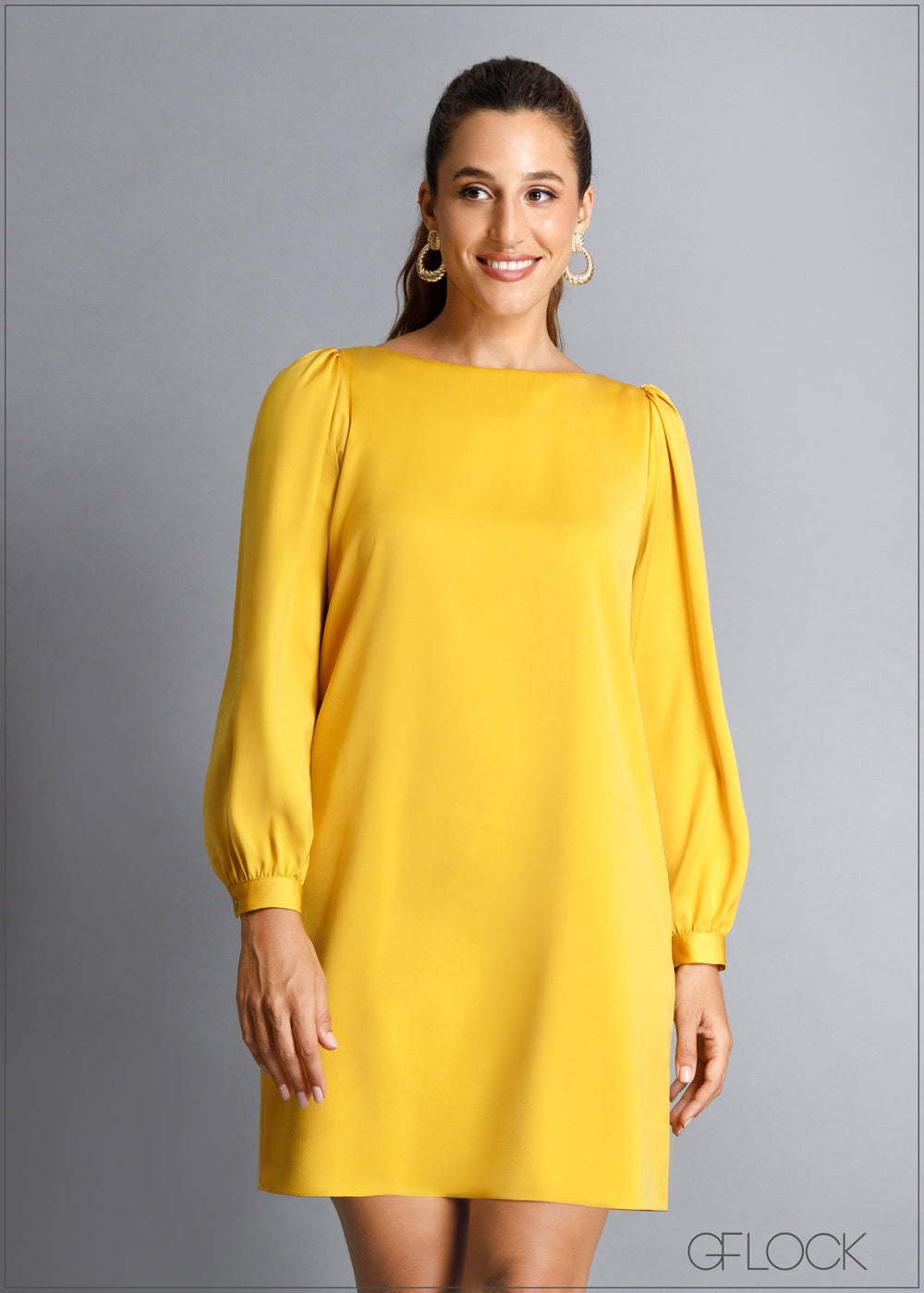 Short Sleeve Shift Dress Womens Bodycon Pencil Dress With Lantern Long  Sleeves And Ribbed Round Neck,