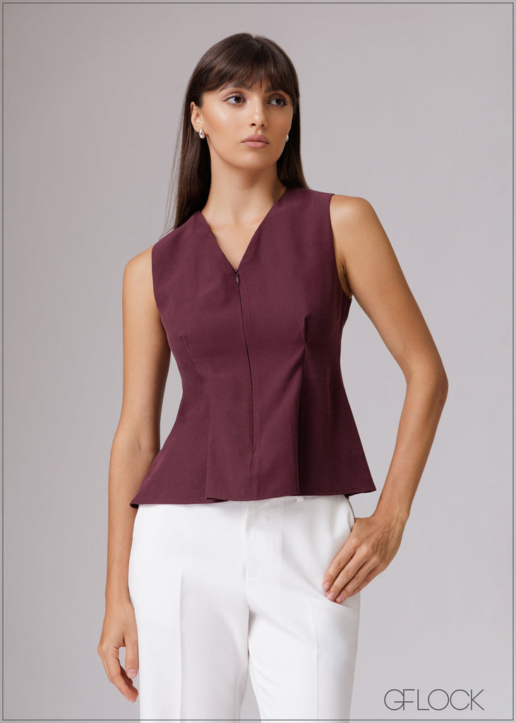 Sleeveless V-Neck Top - 080526