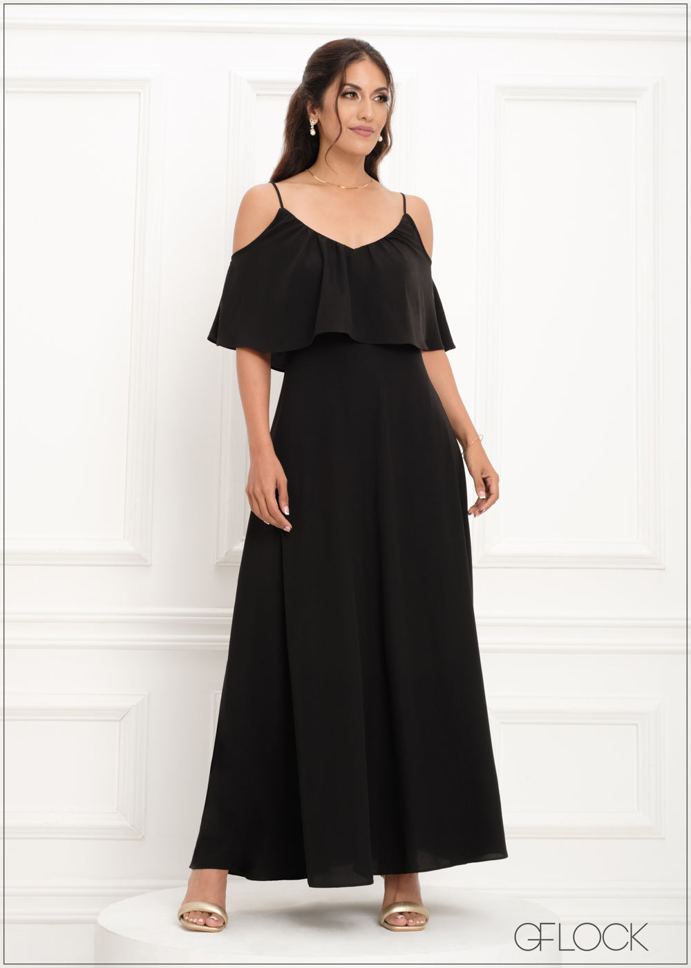 Off The Shoulder Frill Detailed Maxi Dress - 290923 – GFlock
