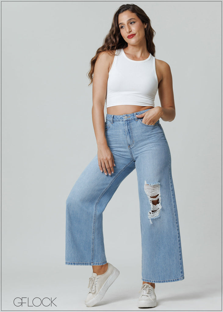 Ripped Loose Jeans - Long Length - 211224