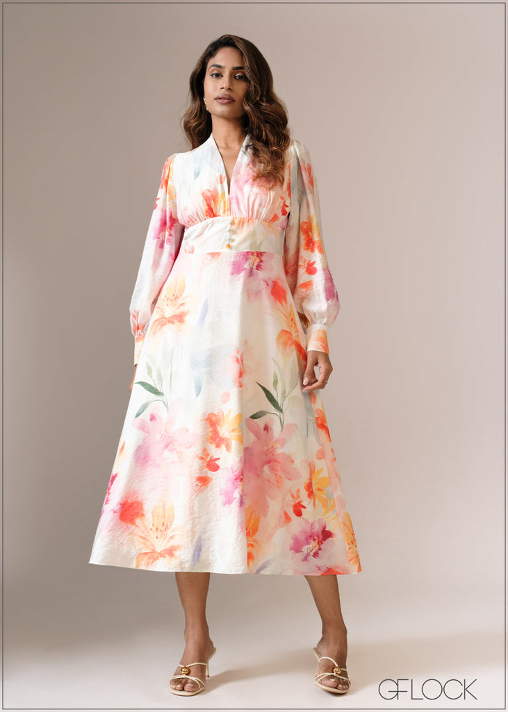 Reverse Printed Midi Dress - 121026