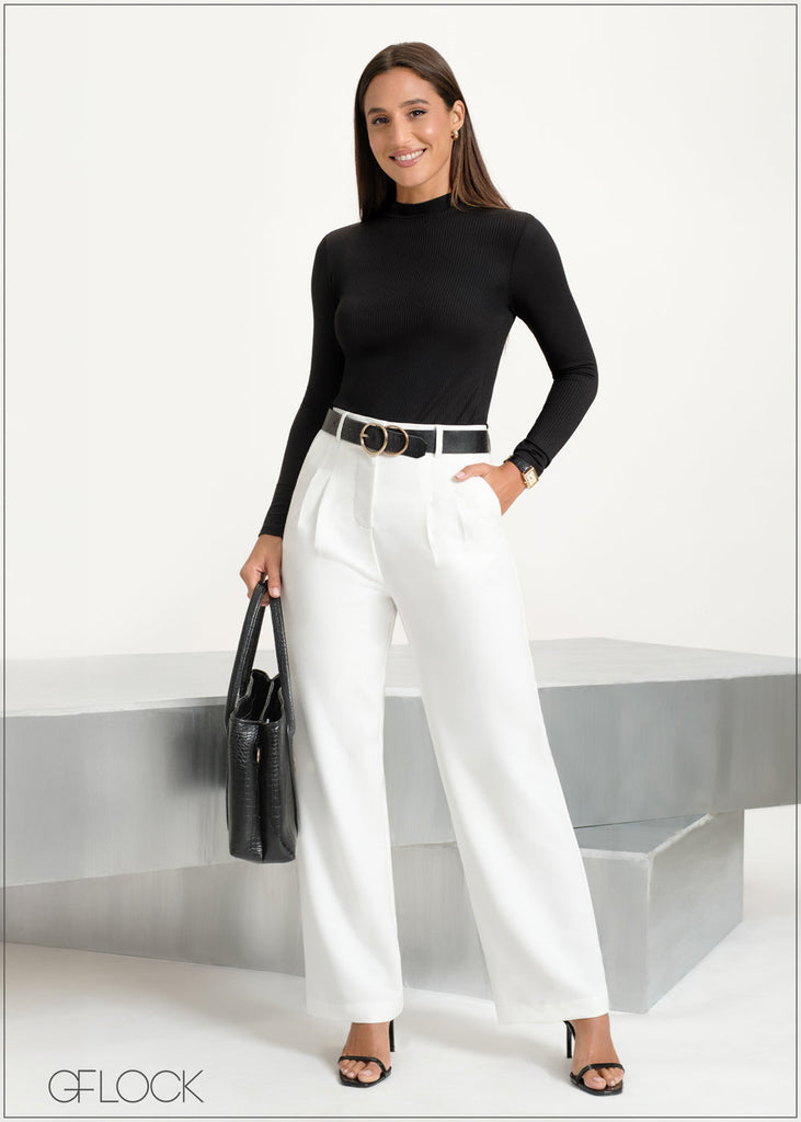 High Waist Pant With Pleats - Long Length - 200125