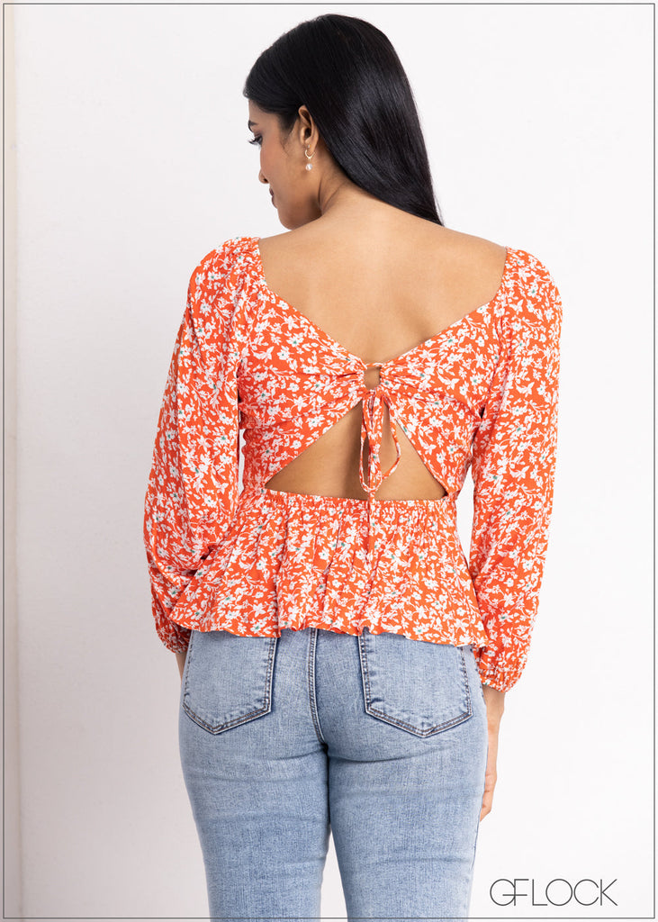 Floral Printed Peplum Top - 1605 – GFlock Global