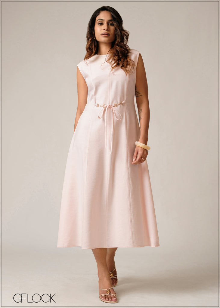 Cap Sleeve Trim Detailed Dress - 300626