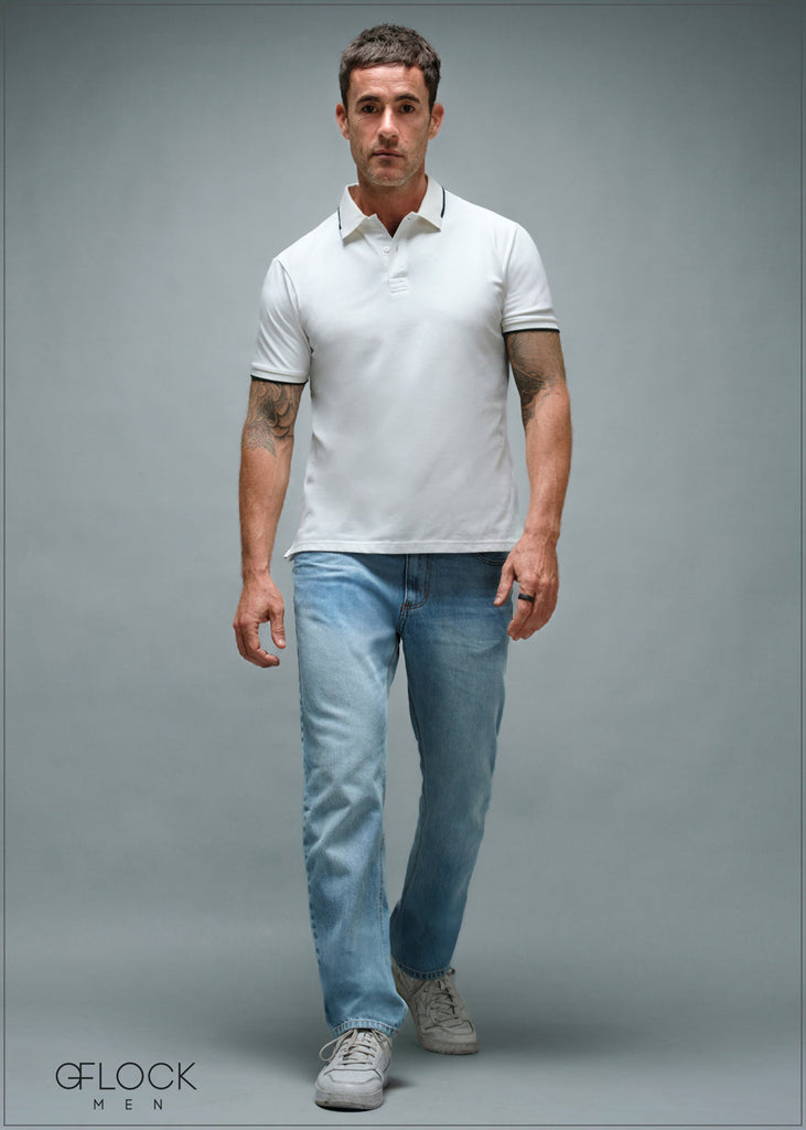 Straight Leg Light Wash Denim - Long Length - 010925