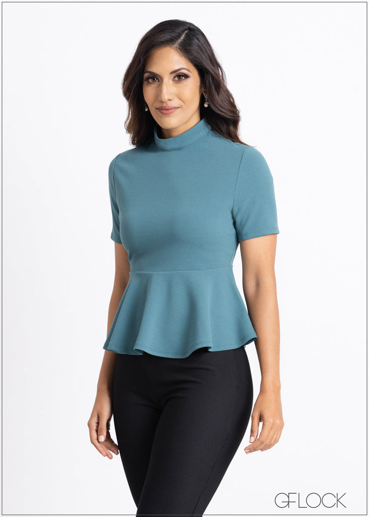 High Neck Peplum Top - 160623