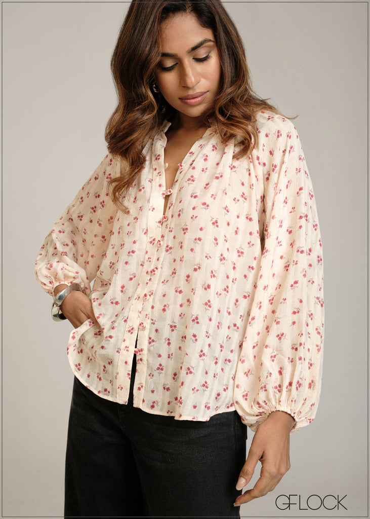 Floral Printed Boho Button Down Shirt - 301026