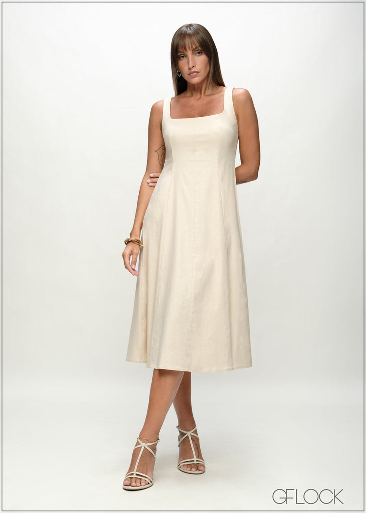 Square Neck Midi Dress - 090226