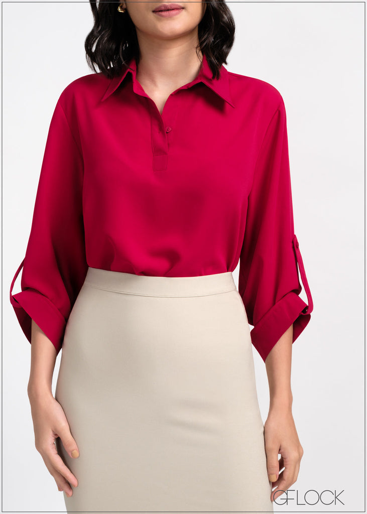 Turn-Up Sleeve Top - 190525