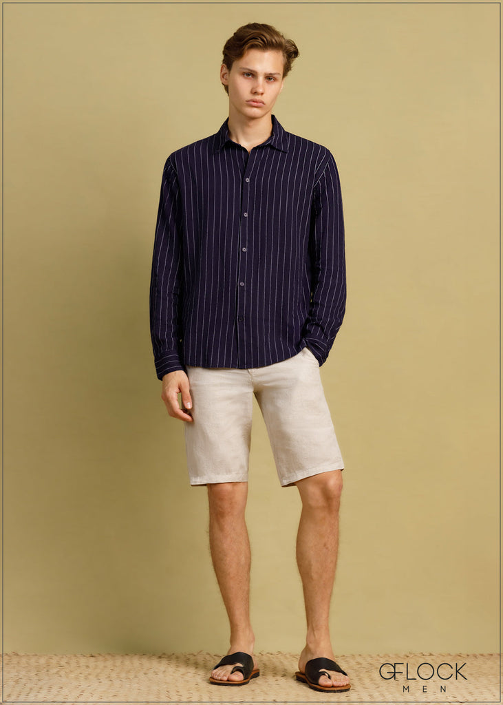 Relax Fit Stripe Linen Shirt - 030724 - 01 – GFlock Global