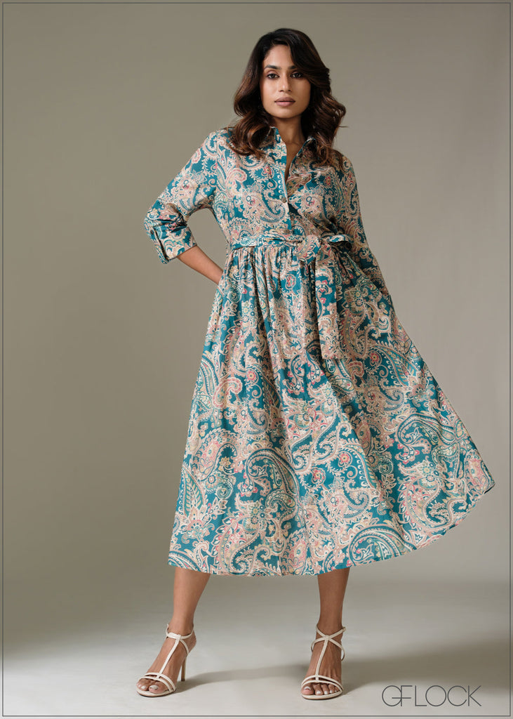 Printed Shirt Dress - 281225