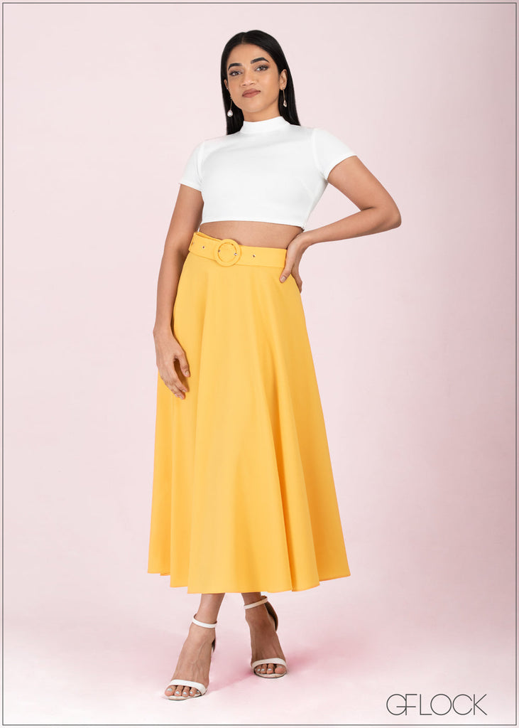 High Waist Flared Skirt - 100922