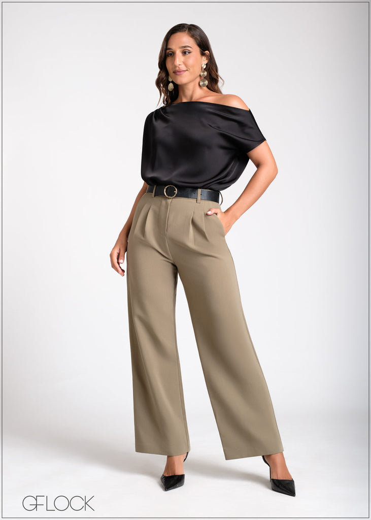 High Waist Pant With Pleats - Long Length - 100225